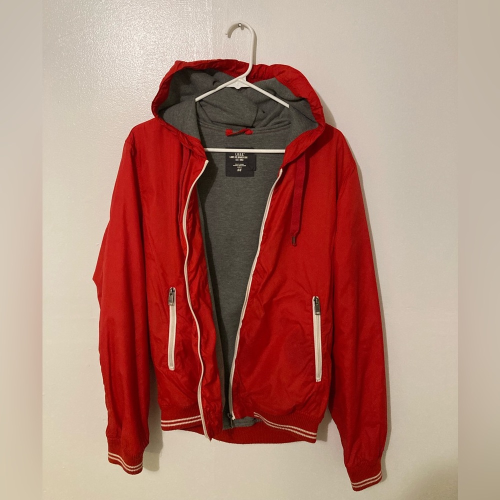 H&M Red Zip Up Windbreaker Jacket - Picture 3 of 5